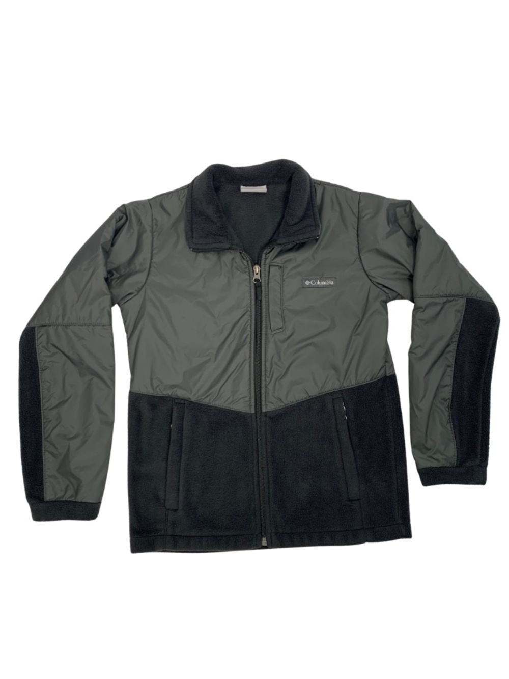Columbia Black Grey Steens Mt II Overlay Fleece Jacket Boy's M Outdoor